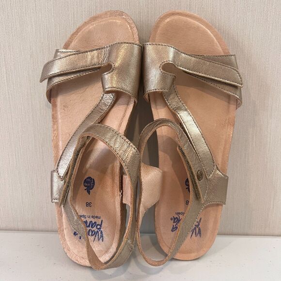 Wanda Panda Tamina Sandals Gold Metallic Adjustable Straps Women's 38 US 7 - 7.5 - Picture 6 of 12